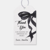 Elegante Coquette Zwarte Strik Verjaardag Cadeaubi Cadeaulabel (Achterkant)