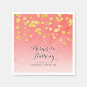 Elegante Coral en Gold Wedding Servetten