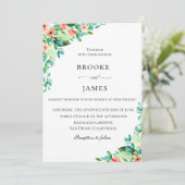 Elegante Coral Island Botanische bruiloft Kaart (Staand voorkant)