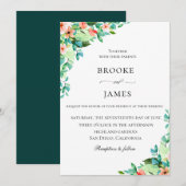 Elegante Coral Island Botanische bruiloft Kaart (Voorkant / Achterkant)