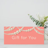 Elegante Coral & Parel Cadeaubon (Staand voorkant)