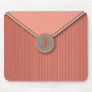 Elegante Coral Personalized Monogrammed Mousepad Muismat