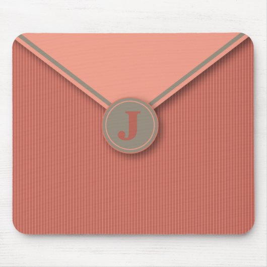 Elegante Coral Personalized Monogrammed Mousepad Muismat (Voorkant)
