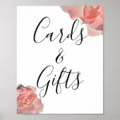 Elegante Coral Pink Rose Bloemen Kaarten & Geschen Poster (Voorkant)