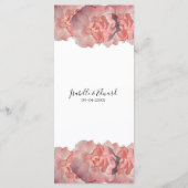 Elegante Coral Pink Rose Bloemen Witte Receptie Menu (Achterkant)