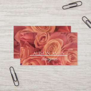 Elegante Coral Pink Roses boeket Romantisch Visitekaartje