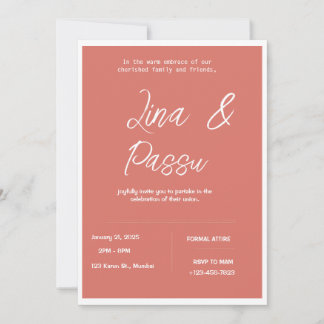 Elegante Coral Pink Wedding Invitation Kaart