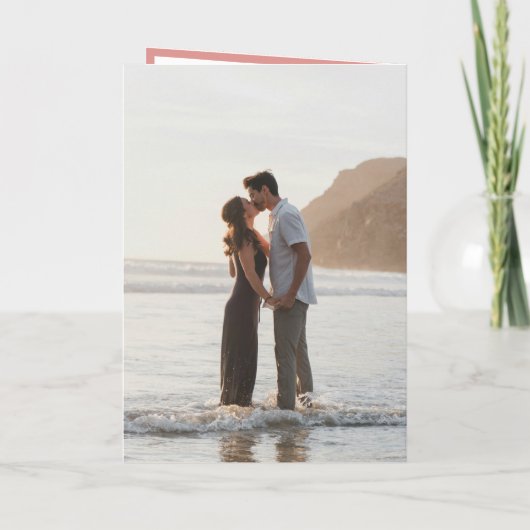 Elegante Coral Roze Monogram Moderne bruiloft (Achterkant)