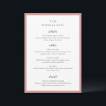 Elegante Coral Roze Monogram Moderne bruiloft Menu<br><div class="desc">Moderne huwelijksmenu's met een schoon ontwerp met serif- en scriptlettertypen.</div>