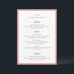 Elegante Coral Roze Monogram Moderne bruiloft Menu<br><div class="desc">Moderne huwelijksmenu's met een schoon ontwerp met serif- en scriptlettertypen.</div>