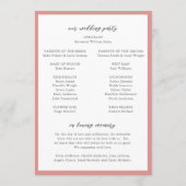 Elegante Coral Roze Monogram Moderne bruiloft Programmakaart (Achterkant)