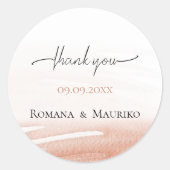 Elegante Coral Terracotta bruiloft Ronde Sticker (Voorkant)