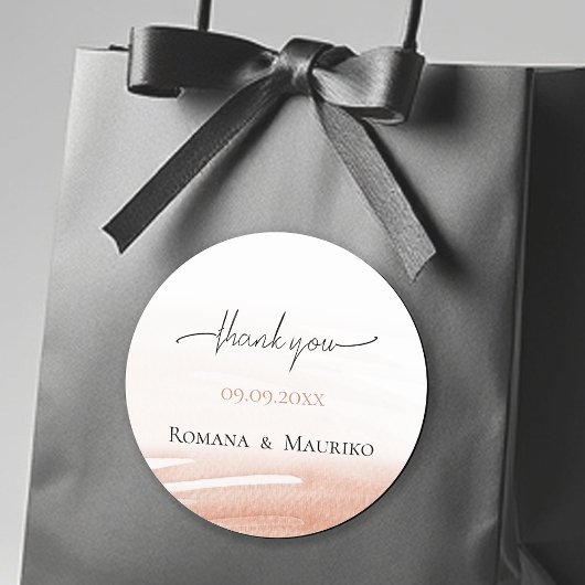 Elegante Coral Terracotta bruiloft Ronde Sticker