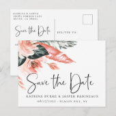 Elegante Coral Tropics Save the Date Aankondigingskaart (Voorkant / Achterkant)
