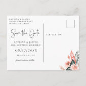 Elegante Coral Tropics Save the Date Aankondigingskaart (Achterkant)
