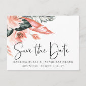 Elegante Coral Tropics Save the Date Aankondigingskaart (Voorkant)