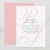 Elegante Coral Wedding Monogram Minimale Uitnodigi Kaart (Voorkant / Achterkant)