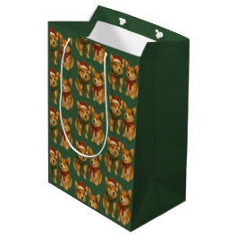 Elegante Corgi Kerstmis Rijke Diepe Bosgroen Medium Cadeauzakje