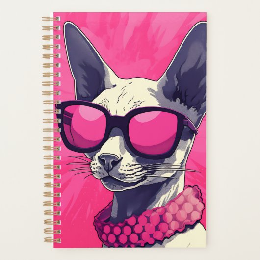 Elegante Cornish Rex Cat Pink Planner (Voorkant)