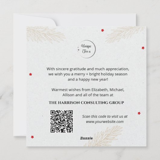 Elegante Corporate aangepaste Logo QR Code Kerstmi Feestdagenkaart (Achterkant)
