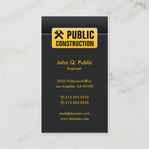 Elegante Corporate Black Construction Home Builder Visitekaartje