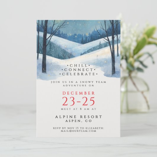 Elegante Corporate Blue Winterlandschap Waterverf Kaart (Staand voorkant)