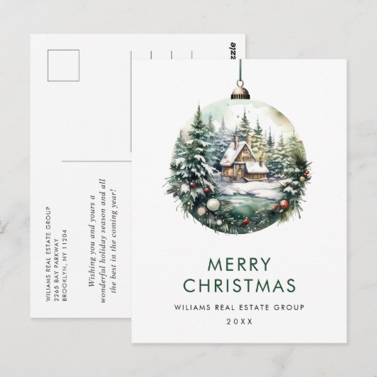 Elegante Corporate Christmas Ornament Vakantie Briefkaart (Voorkant / Achterkant)