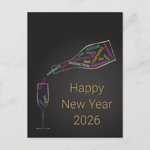 Elegante Corporate Nieuwjaar 2026 Motivatie Fles  Feestdagenkaart