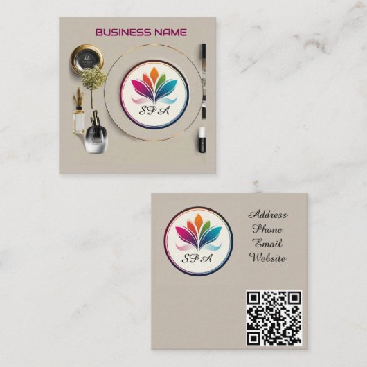 Elegante cosmetische opstelling display vierkante visitekaartje (Voorkant / Achterkant)