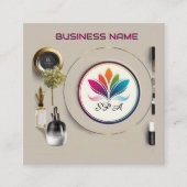 Elegante cosmetische opstelling display vierkante visitekaartje (Voorkant)