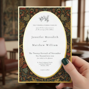 Elegante  Cottage Botanische herfst bruiloft Folie Uitnodiging