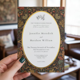 Elegante  Cottage Botanische herfst bruiloft Folie Uitnodiging