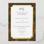 Elegante Cottage Botanische herfst bruiloft Folie Uitnodiging (Voorkant)