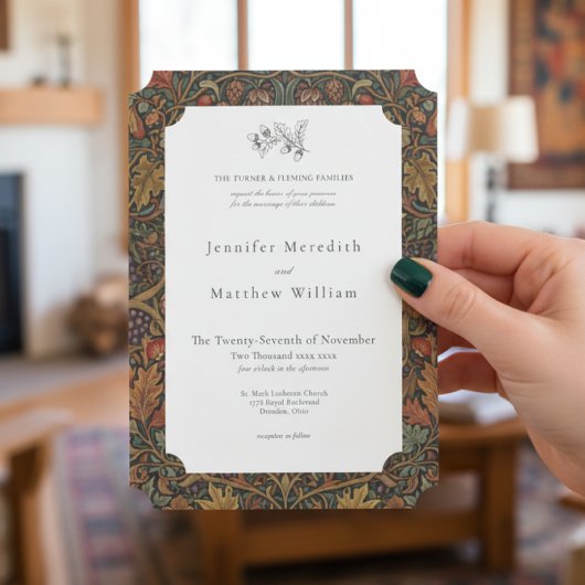 Elegante Cottage Botanische herfst bruiloft Kaart