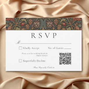 Elegante Cottage Botanische herfst bruiloft QR RSVP Kaartje