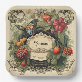 Elegante Cottagecore Garden Berries Gepersonalisee Papieren Bordje