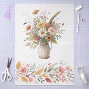 Elegante Cottagecore Herfst Bloemen Boeket Decoupa Tissuepapier