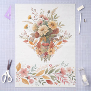 Elegante Cottagecore Herfst Bloemen Boeket Decoupa Tissuepapier