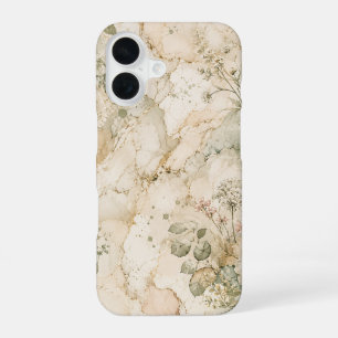 Elegante Cottagecore Marmer Botanische techniek iPhone 16 Hoesje