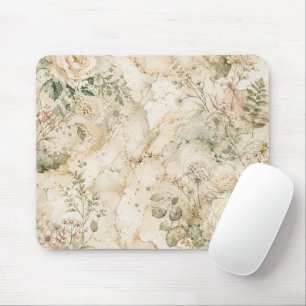 Elegante Cottagecore Marmeren Botanische techniek Muismat