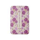 Elegante Cottagecore Paarse Bloemen Badmat (Voorkant Verticaal)