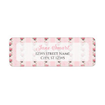 Elegante Cottagecore Retouradreslabels (roze)