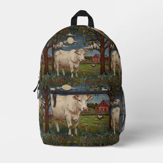 Elegante country chic boho koe boerderij bedrukte rugzak (Voorkant)