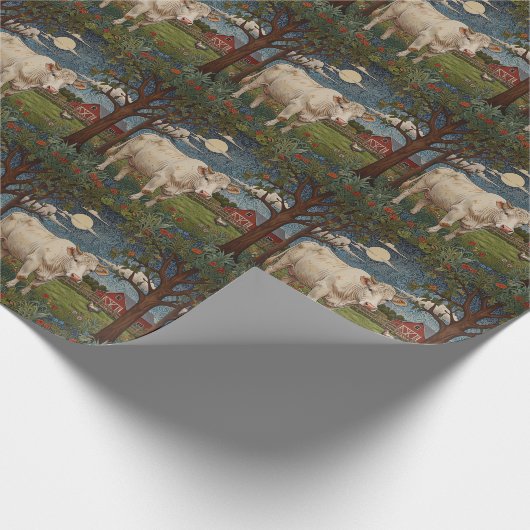 Elegante country chic boho koe boerderij cadeaupapier (Hoek)