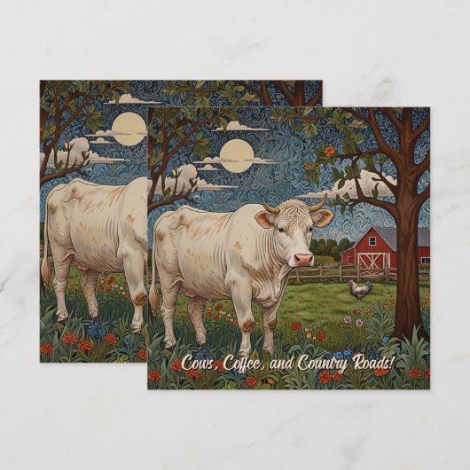 Elegante country chic boho koe boerderij kaart (Voorkant / Achterkant)