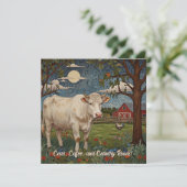 Elegante country chic boho koe boerderij kaart (Staand voorkant)