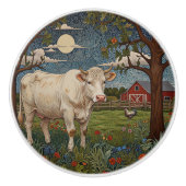 Elegante country chic boho koe boerderij keramische knop (Voorkant)