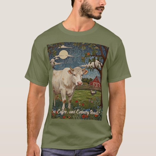 Elegante country chic boho koe boerderij t-shirt (Voorkant)