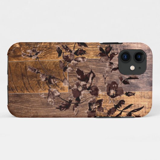 Elegante country chic houtnerf bloemen Case-Mate iPhone case (Achterkant (horizontaal))