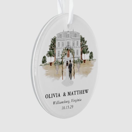 Elegante Country Manor bruiloft foto Keepsake Ornament (voorkant)